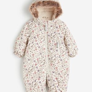 H&M Cream Floral Baby Snowsuit